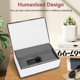 HERCHR Book Safe Box, Money Box with Keys Dictionary Hidden Cash Money Box, Book Safe Hidden Book with Key Lock Safe Book Dictionary Lock Box, 18.2 x 11.8 x 5.7 cm