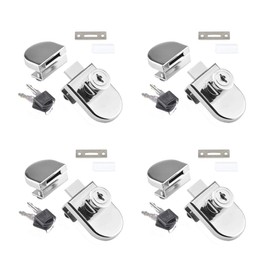 Youery 4 Pieces Single Swing Glass Cabinet Showcase Door Lock Glass Cabinet Lock for 5-8 mm, No Drilling Required