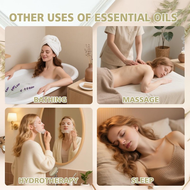 Aromatherapy Essential Oil Set - 6 Bottles × 120ml Lavender,
