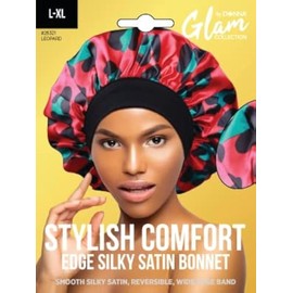 Donna Gorro Dormir Satén Sedoso Borde Elegante Ducha Mujer Grande Negro Rizado Estampado Leopardo Tallas