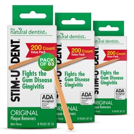The Natural Dentist Stim-U-Dent Mint Dental Picks, Wooden Toothpicks for Food & Plaque Removal, Travel-Friendly, 24 Packs of 25 (600 Picks)