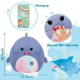 Mushymallow 20-Inch Shark Plush Pillow Cute Large Shark Plush Toy Jumbo Stuffed Shark Soft Stuffed Animal Birthday for Kids