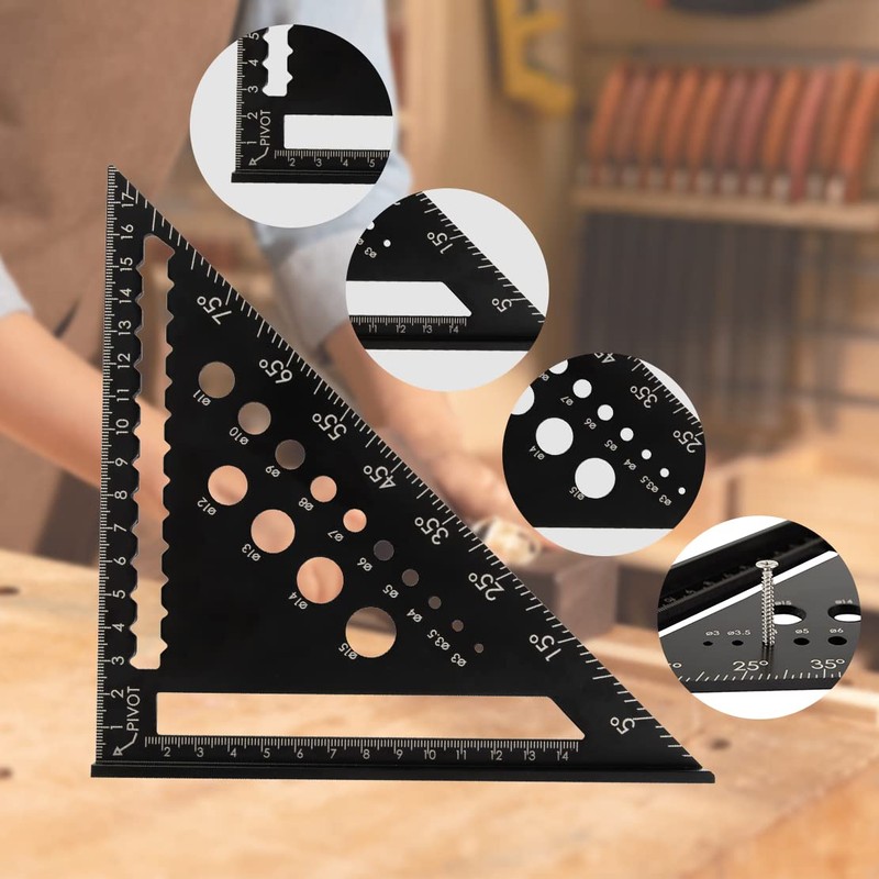 Beslands Triangle Ruler for Woodworking, 7.1 x 7.1 inches (18