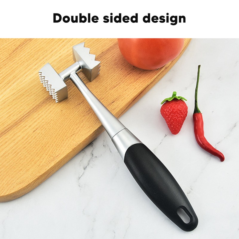 Meat Tenderizer Dual Sided Zinc Alloy Ergonomic Rubber Handle Balanced