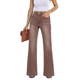 GRAPENT GRAPENT Women Jeans Stretchy Resort Wear for 2023 Womens Western Hippie Outfits Cowgirl Pants Flare Color Pecan Brown Size 16 18 X-Large