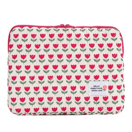 Puffy Laptop Sleeve Case Cute Computer Bag Flower Printed Quilted Laptop Carrying Cases Floral Pattern Protective Cover