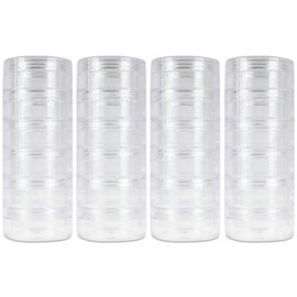 Beauticom 10G/10ML Empty Stackable Clear Round Plastic Cosmetic Jars with Screw Cap Lid for Creams, Lotions, Foundations, Glitters, Beads and more... (4 Columns/48 Pieces)