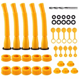 TSUINZ 5 Sets Replacement Gas Can Spout Nozzle Vent Kit Funnel For Plastic Gas Cans Old