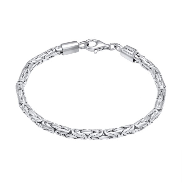 Kuzzoi Buddha Silver Bracelet Byzantine Chain for Men, Handmade Bracelet