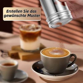 Cocoa Shaker, Pack of 2 Icing Sugar Shaker for Cappuccino, Stainless Steel Shaker Cover, Dust Sugar Shaker, Flour Shaker, Salt Shaker for Coffee, Sugar, Salt, Flour, Cocoa Shaker for Cappuccino