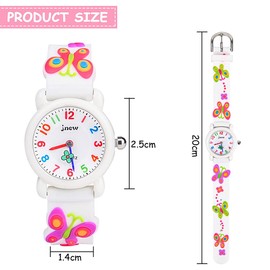 Vicloon Kids Watch, Waterproof Kids Watch, Quartz Movement, 3D Cartoon Design, Kids Watch, Digital Kids Watch, 3 Years to 11 Years Girls Kids Analogue Quartz Watch, White Butterfly