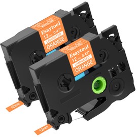 2 Pack Esaytool Replacement for P-Touch TZe-635 TZe635 TZ635 12mm 0.47" White on Orange Laminated Label Tape 1/2" Compatible with ptouch PT-D210 D220 H110 H100 P710BT D220 D410 D600 Label Marker