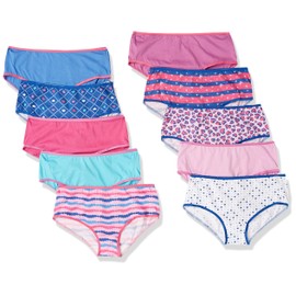 Trimfit Girls 10-pack Colorful Hearts Bright Hipsters Pink/Blue Xs Panties, Blue/Pink Hearts, X-Small US