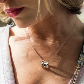 LEONIDS Dainty 3 Circles Moissanite Necklace for Women - D Color VVS1 Clarity 14K Gold Plated 925 Sterling Silver Moissanite Pendant Necklaces Valentines Day Birthday Jewelry Gifts for Her, 16+2