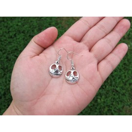 THE NIGHTMARE BEFORE CHRISTMAS JACK SKELLINGTON SKULL EARRINGS SILVER-PLATED