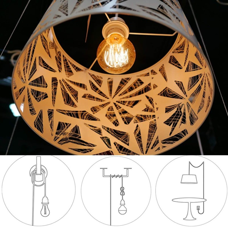 HESSION 2-Pack 15 Feet Plug in Pendant Light, Black Extension