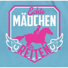 Shirtracer - Gym Bag Backpack - Horse Gift and Riding Accessories - Real Girls Riding Fuchsia/White, 01 Light Blue