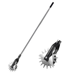 BARAYSTUS Wheel Rotary Edger Lawn Tool, Grass Edge Trimmer, Sidewalk Manual Lawn Edger, Strong 3 Sections Stainless Steel Handle with Cushion Grip, 58.3-Inch