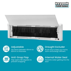 Keypak 10" (27cm) Door Letter Box - Adjustable Letterbox for UPVC Composite Timber Doors (White, 40-80mm)