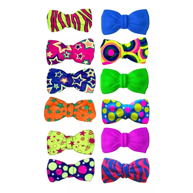 Lecute 20 Moños Neon Fiesta Batucada Corbata Pvc Hora Loca