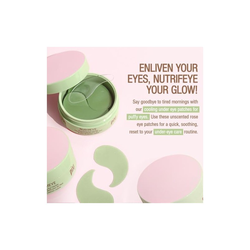 Pixi NutrifEYE, Parches Nutritivos para Ojos con Rosa y Manzanilla,