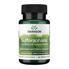 Swanson Sulforaphane - Broccoli Sprout Extract Supporting Cellular, GI Tract, and Liver Health - Natural Supplement Standardized to 0.4% Sulforaphane - (60 Veggie Capsules, 400mcg Each)