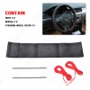 CHUSYYRAY 14 inch Black Car Steering Wheel Cover Leather With
