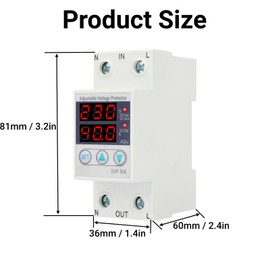 Single Phase Voltage Protector, Adjustable Over and Under Voltage Current Protector 230VAC Current Protector for Appliances(40A)