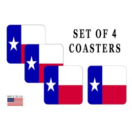 Texas State Flag Drink Coaster Set Gift For A Texan Lonestar Cowboy Home Kitchen Bar Barware