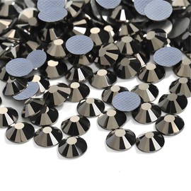 Hotfix Rhinestones Flatback Glass Rhinestone 6000PCS SS6 1.9-2.0MM Round Gems for Nails Art Glitter Crystals Stone DIY Bags Clothes Shoes (Mineral Black)