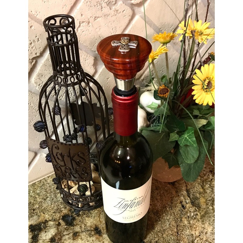 Texas Wine Stopper Exotic Rosewood Custom State of Texas Bottle