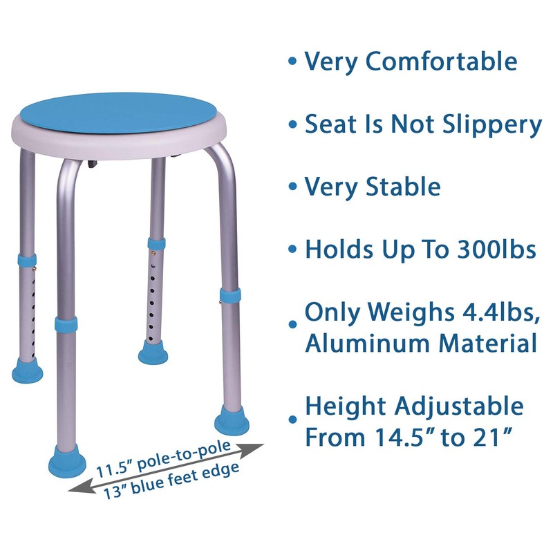 Carex Swivel Shower Stool With Padded Seat, Shower Seat For