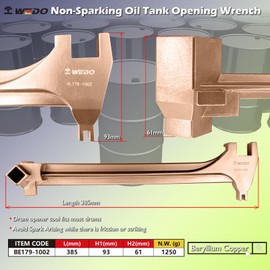 WEDO Non-Sparking Drum Bung Wrench,15" Bung Wrench,Beryllium Copper, Gallon Drum Wrench for Bung Caps Oil Drum Lid,Drum Plug Bung WrenchNon-Magnetic,DIN Standard,BAM & FM Certificate