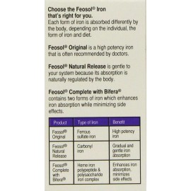 Feosol Bifera Iron Supplement Hip & Pic Dual Iron Formula Caplets 30ct Pack of 2