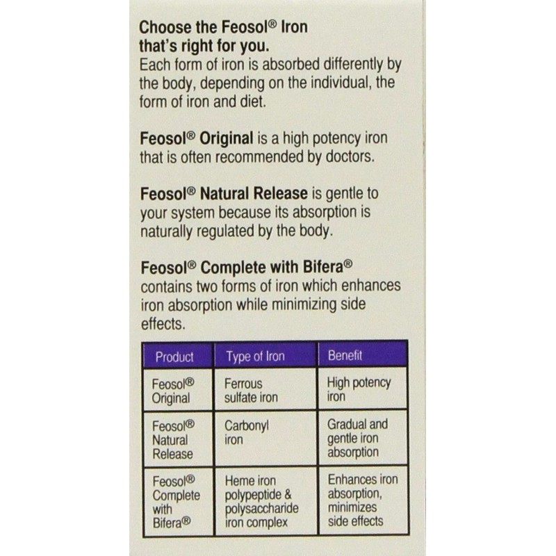Feosol Bifera Iron Supplement Hip & Pic Dual Iron Formula