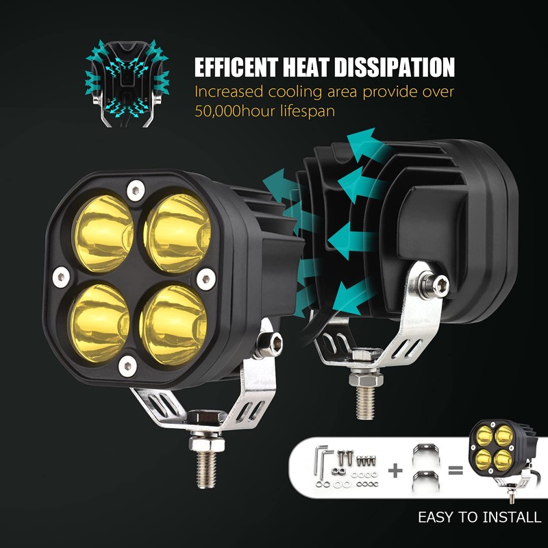 BMPUG 2 Pack Led Pods Light Bar, Yellow 3" 40w