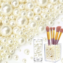 Towenm 2300PCS No Hole Pearl Beads for Vases Filler, Floating Pearls for Centerpieces Vases, Mix Sizes Faux Round Ivory Pearls for Crafting Wedding Party Costums Decoration (4/6/8/10/14/20mm)