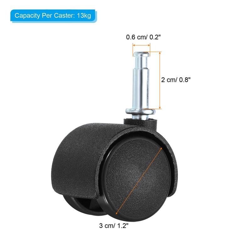 PATIKIL 1 Inch Swivel Stem Casters, 6 Pack Nylon 360