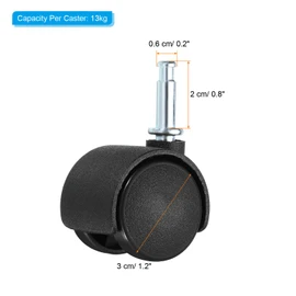 PATIKIL 1 Inch Swivel Stem Casters, 6 Pack Nylon 360 Degree Insert Swivel Stem Wheels for Chair Shelf Furniture Replacement, Black