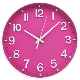 HZDHCLH Wall Clocks Battery Operated 12 inch Silent Non Ticking Modern Wall Clock for Living Room Bedroom Kitchen Office Decor (Rose red)