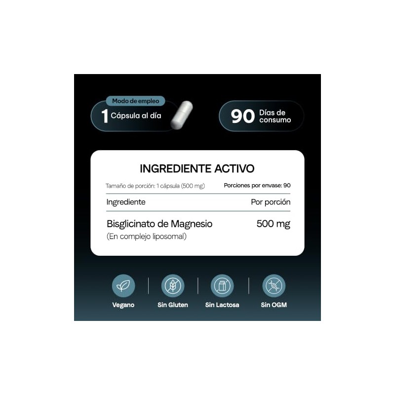 VITANNA® Bisglicinato de Magnesio Liposomal 500 mg | 3 meses