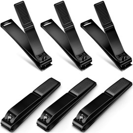 Mudder 6 Pieces Large Toenails Clippers Straight Edge Toenails Clippers Stainless Steel Nails Cutters for Men Women Thick Nails (Black)