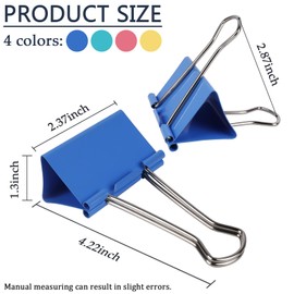 Extra Large 2.4-Inch Colored Binder Clips, 8-Pack (4 Colors, 2 Pieces Each)
