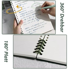 CALLYSONIC Pack of 2 College Notepad A4 Lined Ring Binder A4 with Removable Pages, Lined Notepad, School Supplies, Lined Pad, No Print on Hand, 60 Sheets, Navy Blue, Green (Green-2)