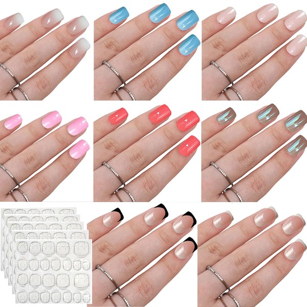 192 Pcs Short Square Press on Nails, Acrylic Full Cover