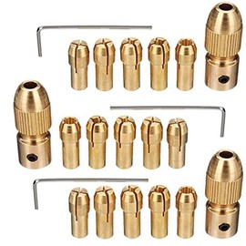 Mesee 3 Set 0.5-3mm Brass Drill Chuck with Allen Wrench, Micro Twist Bits Chucks Small Electric Drill Bit Collet Set for Rotary Tools Fits 2.35mm Shank
