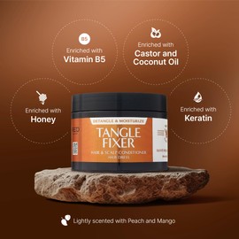 Red by Kiss Tangle Fixer with Honey & Keratin, Sulfate-Free Hair & Scalp Conditoner Dress for Shine & Frizz Protection, Mango & Peach Scent