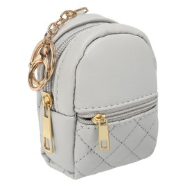 PATIKIL Mini Backpack Cute Cosmetic Bag for Women, PU Leather Creative Pendant Keychain Coin Purse for Makeup Key Card Data Cable Organizer, Grey