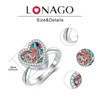 LONAGO Red Cardinal Urn Rings 925 Sterling Silver Red Bird