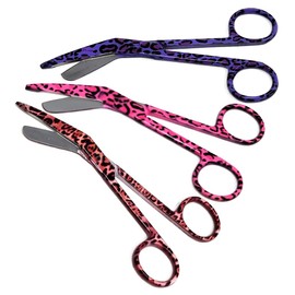 Set of 3 Bandage Scissors 5.5" Long, Nurse Vet Tech Gift - Made of Stainless Steel - First Aid, Used For Cutting Gauze, Tape, Clothing Bandages, Vet Wrap Adhesive Removal, Colorful Patterns